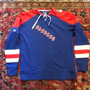 NHL New York Rangers men’s medium sweater jersey with tie neck